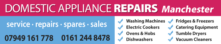 DOMESTIC APPLIANCE REPAIRS have been providing a fast call-out washing machine, cooker, dishwasher and fridge repair service in the Greater Manchester and Tameside areas for many years.